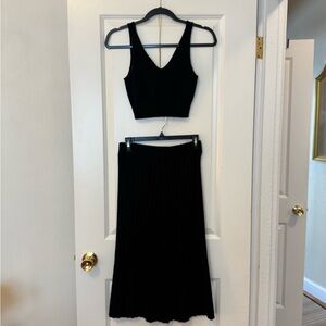 Quince Black Cashmere Midi A-Line Skirt Set (new w/tags!)